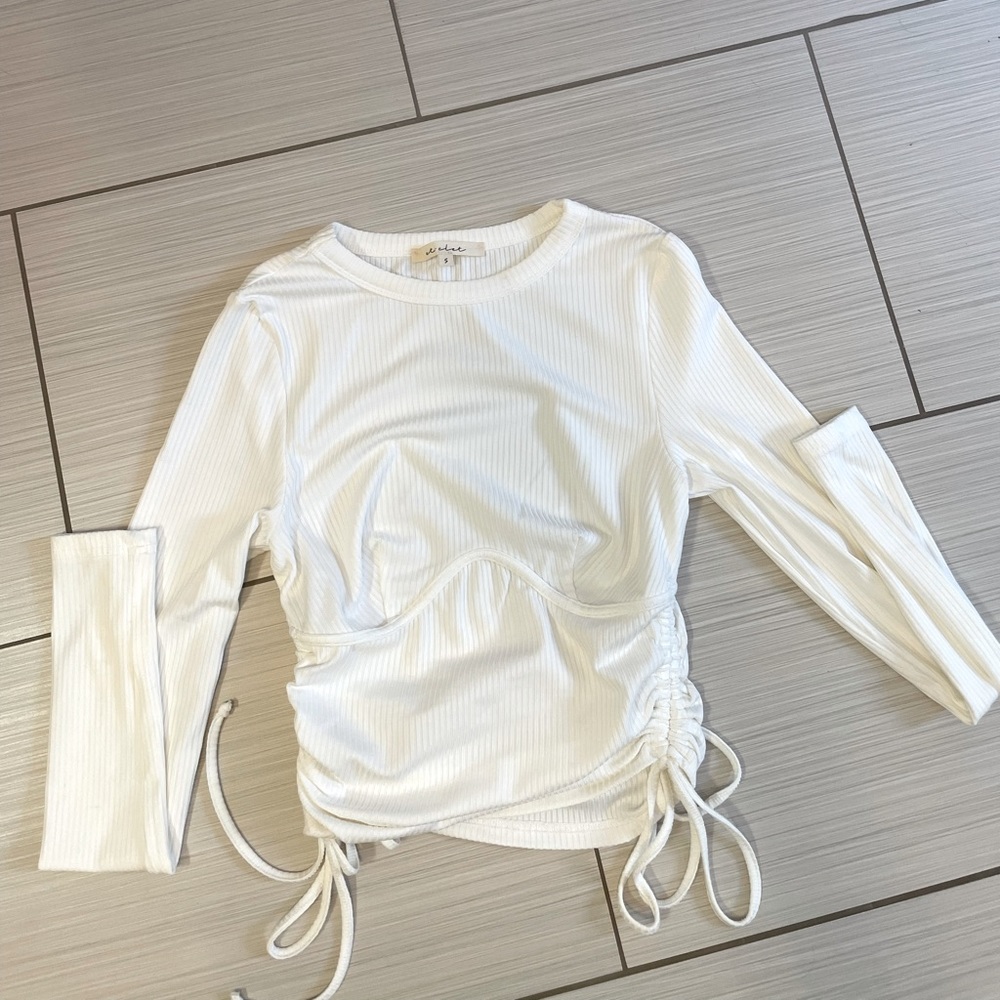 White Bustier Long Sleeve Top